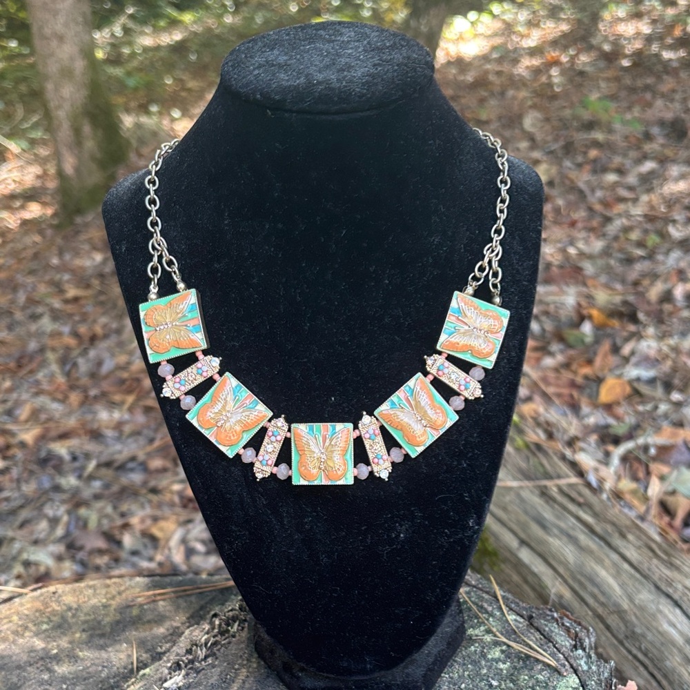 Artistic Butterfly Necklace with Gold and Silver Accents